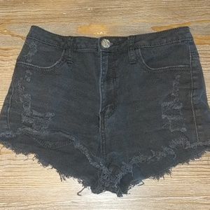 Black jeans shorts